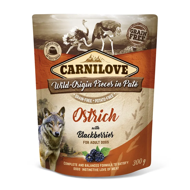 Carnilove Dog Pouch Ostrich with Blackberries 300g